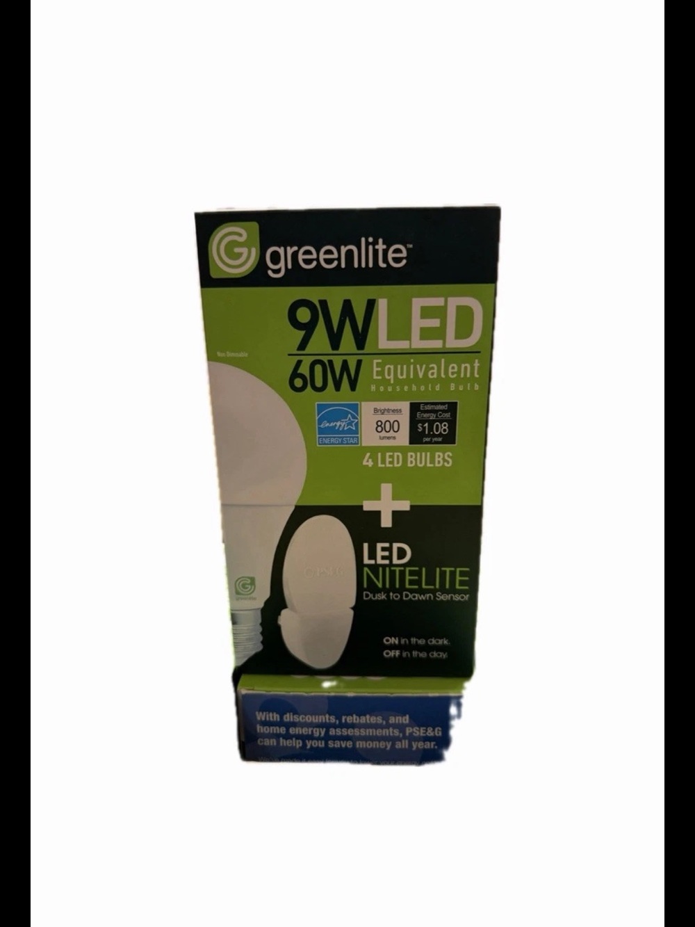9W LED 60W Equivalent Bulb and LED Nitelite - Green